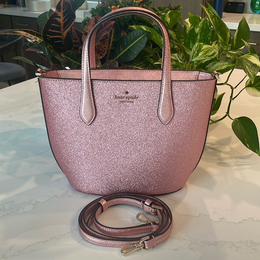 Kate Spade Glimmer Satchel W/Detachable Crossbody/Shoulder Strap, Mitten Pink.